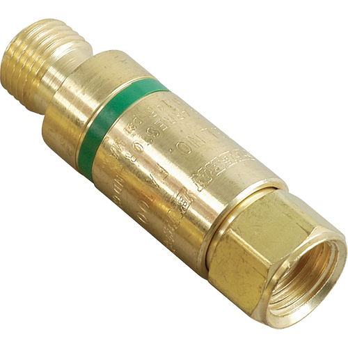 Antiretours pare-flammes - Oxy/gaz combustibles, Gaz combustibles (rouge)/Oxyg&egrave;ne (vert), Style pour adapteur de d&eacute;tendeur Trail Hammer and Bolt
