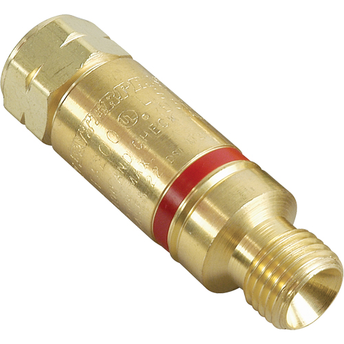 Antiretours pare-flammes - Oxy/gaz combustibles, Gaz combustibles (rouge)/Oxyg&egrave;ne (vert), Style pour adapteur de d&eacute;tendeur Trail Hammer and Bolt