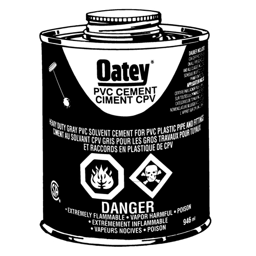 PVC Heavy-Duty Cement, 946 ml, Brush-Top Can, Grey Trail Hammer and Bolt