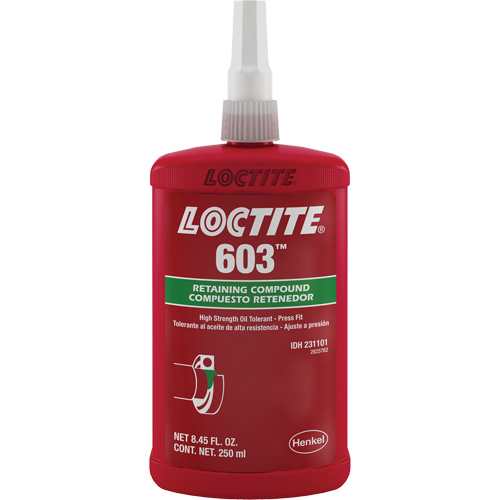 Compos&eacute; de retenue Loctite 603, 250 ml, Bouteille, Vert Trail Hammer and Bolt