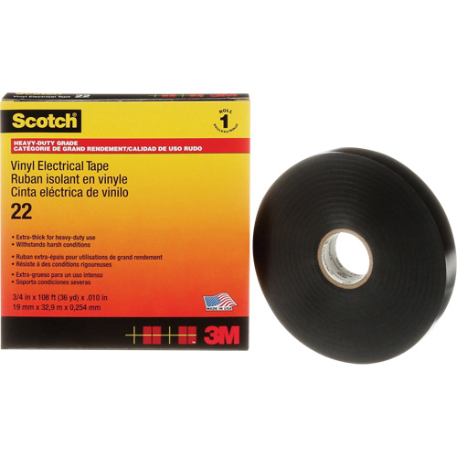 Ruban isolant en vinyle Scotch, 19 mm (3/4") x 33 m (108'), Noir, 10 mils Trail Hammer and Bolt