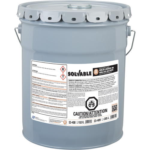 Boiled Linseed Oil, Pail, 18.9 L Net Volume Trail Hammer and Bolt