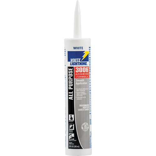 3006 All Purpose Adhesive Caulk, 295 ml, Cartridge, White Trail Hammer and Bolt