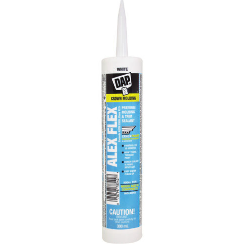 Alex Flex&reg; Premium Molding & Trim Acrylic Latex Siliconized Sealant, 300 ml, Cartridge, White Trail Hammer and Bolt