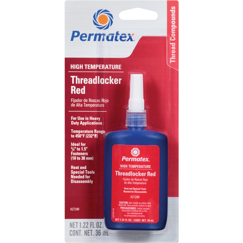 Adh&eacute;sif frein-filet pour temp&eacute;ratures &eacute;lev&eacute;es, Rouge, &eacute;lev&eacute;, 36 ml, Bouteille Trail Hammer and Bolt