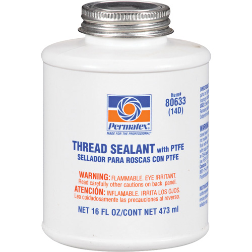 Thread Sealant with PTFE, Brush-Top Can, 473 ml, -54° C - 149° C/-65° F - 300° F Trail Hammer and Bolt