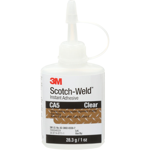 Scotch-Weld Instant Adhesive CA5, Clear, Bottle, 1 oz. Trail Hammer and Bolt
