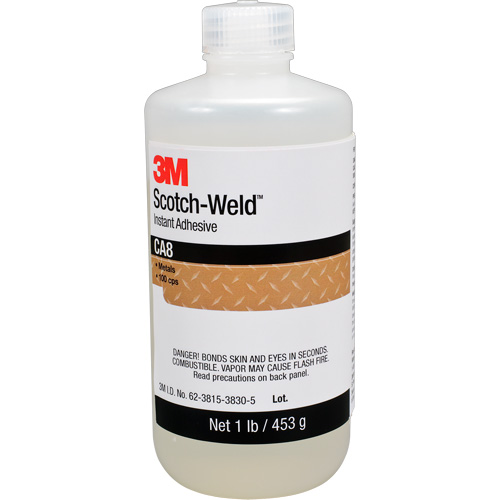 Scotch-Weld Instant Adhesive CA8, Clear, Bottle, 1 lbs. Trail Hammer and Bolt