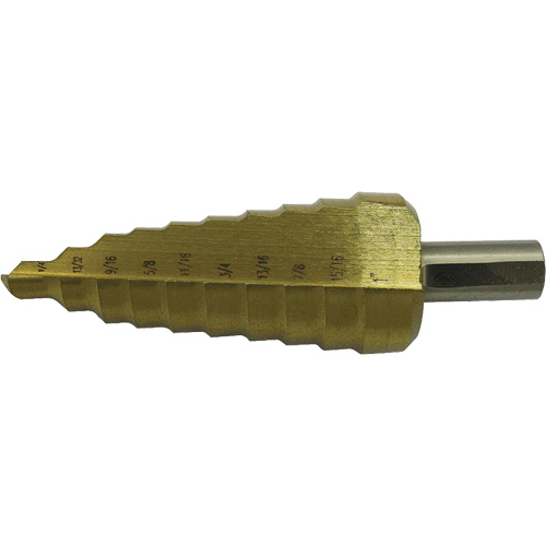 Foret &eacute;tag&eacute; &agrave; 9 &eacute;tages de qualit&eacute; sup&eacute;rieure Jet-Kut, 1/4" - 3/4", Incr&eacute;ments de 1/16", Acier rapide Trail Hammer and Bolt