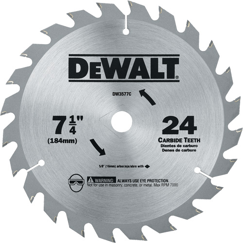 Lame de scie circulaire en carbure, 7-1/4", 24 dents Trail Hammer and Bolt