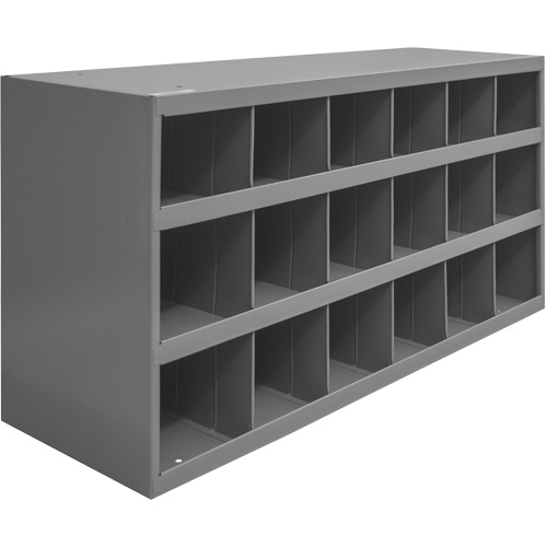 Steel Storage Bin Cabinet, 33-3/4" W x 12" D x 19-1/4" H, Grey Trail Hammer and Bolt