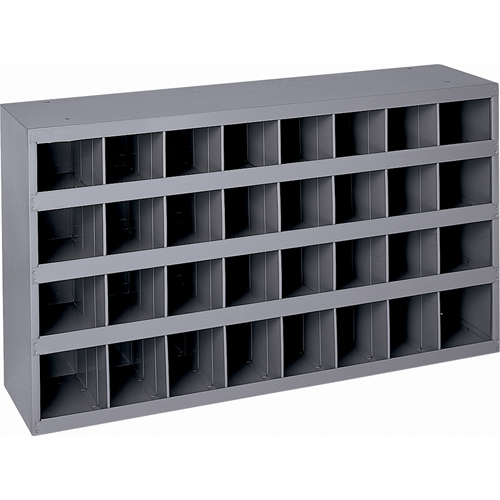 Steel Storage Bin Cabinet, 33-3/4" W x 12" D x 19-1/4" H, Grey Trail Hammer and Bolt