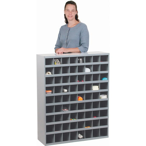Steel Storage Bin Cabinet, 33-3/4" W x 12" D x 42" H, Grey Trail Hammer and Bolt