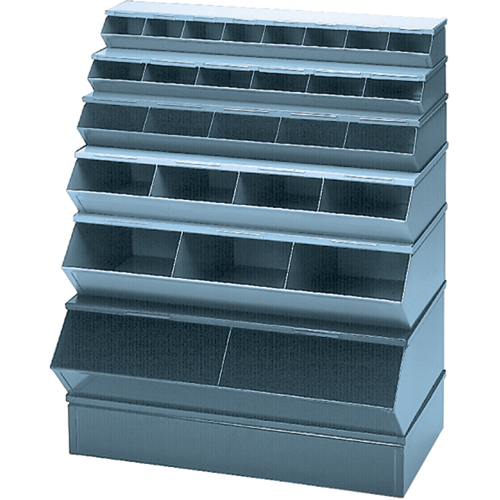Bacs sectionnels superposables, Cap. 100 lb, 37" la x 12" p x 4-1/2" h, Bleu Trail Hammer and Bolt