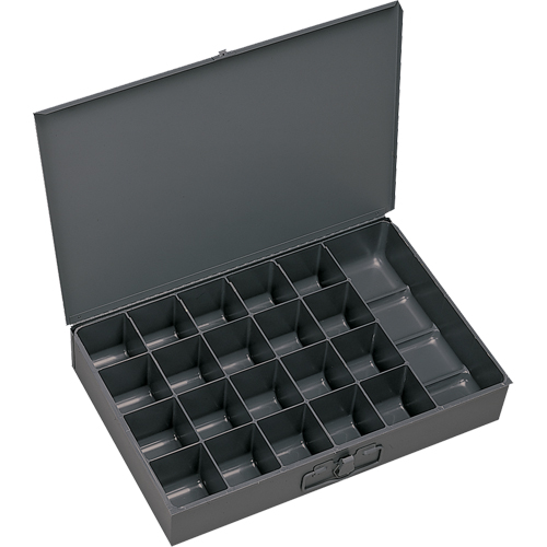 Boîtes &agrave; fond courb&eacute;, Acier, 21 compartiments, 13-3/8" la x 9-1/4" p, 2" h, Gris Trail Hammer and Bolt