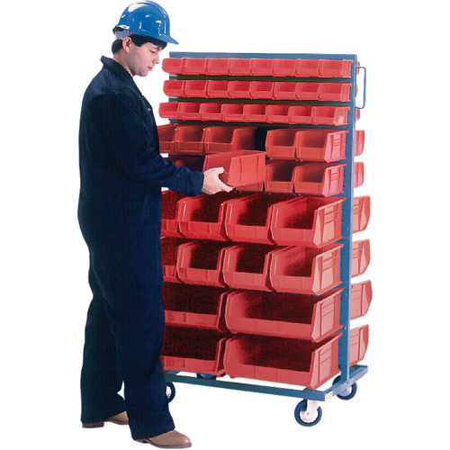 Double-Sided Mobile Bin Rack, Double-sided, 96 bins, 36" W x 24" D x 63" H Trail Hammer and Bolt