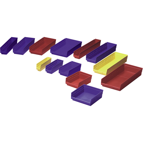 Bacs de rangement pour tablettes, 8-3/8" la x 4" H x 17-7/8" p, Jaune, Capacit&eacute; 40 lb Trail Hammer and Bolt