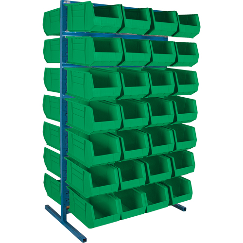 Support stationnaire deux c&ocirc;t&eacute;s pour bacs, 61" la x 56" p x 24" h, 56 bacs Trail Hammer and Bolt