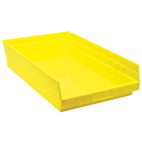 Shelf Bins, 11-1/8" W x 4" H x 17-7/8" D, Yellow, 40 lbs. Capacity Trail Hammer and Bolt