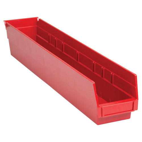 Bacs de rangement pour tablettes, 4-1/8" la x 4" H x 23-5/8" p, Rouge, Capacit&eacute; 50 lb Trail Hammer and Bolt