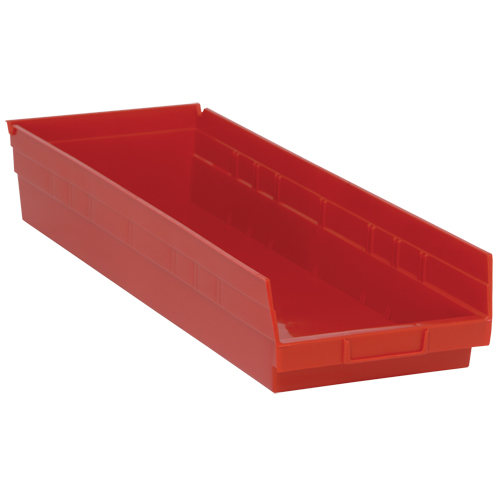 Bacs de rangement pour tablettes, 8-3/8" la x 4" H x 23-5/8" p, Rouge, Capacit&eacute; 50 lb Trail Hammer and Bolt