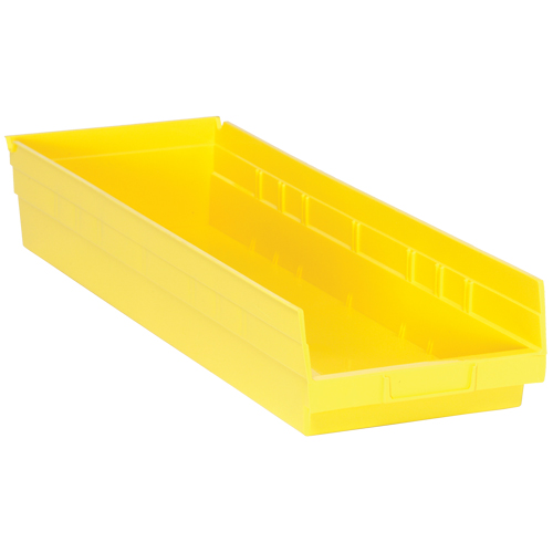 Shelf Bins, 8-3/8" W x 4" H x 23-5/8" D, Yellow, 50 lbs. Capacity Trail Hammer and Bolt
