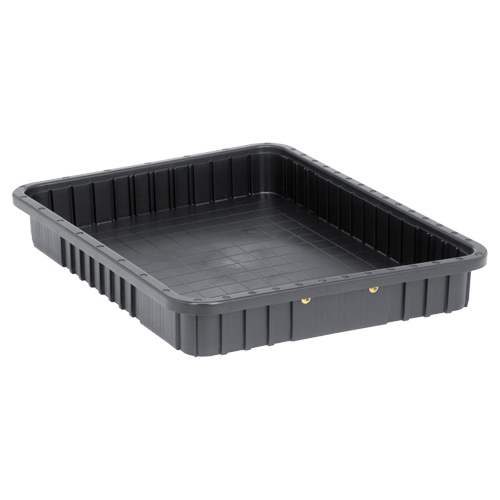 Conductive Dividable Grid Containers, Polypropylene, 17-1/2" W x 22-1/2" D x 3" H, Black Trail Hammer and Bolt