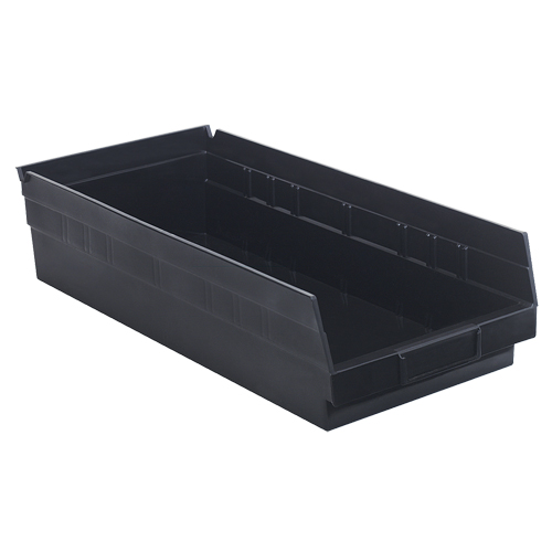 Economy Shelf Bin, 8-3/8" W x 4" H x 17-7/8" D, Black Trail Hammer and Bolt