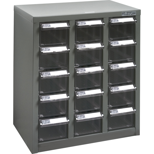Casiers pour pi&egrave;ces KPC-500, Acier, 15 tiroirs, 14" x 8-2/3" x 16-1/3", Gris Trail Hammer and Bolt