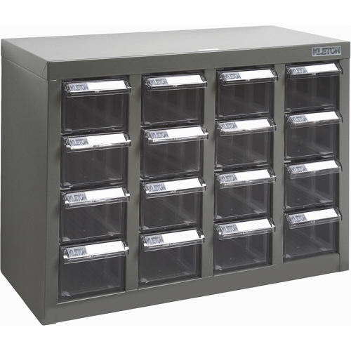 Casiers pour pi&egrave;ces KPC-500, Acier galvanis&eacute;, 16 tiroirs, 18-3/10" x 8-7/10" x 13-4/5", Gris Trail Hammer and Bolt