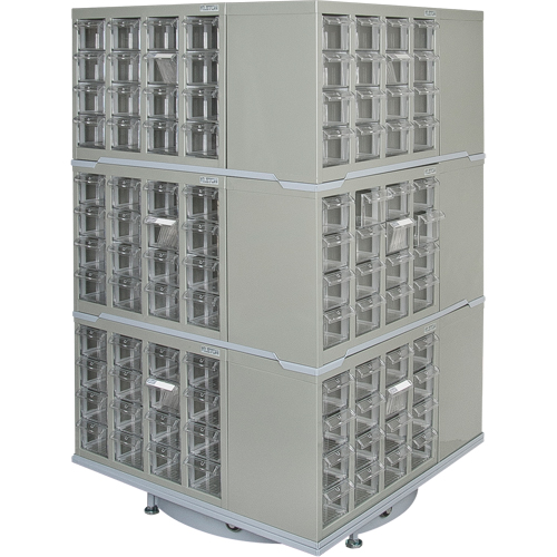 Armoire industrielle robuste avec carrousel &agrave; tiroirs, Acier, 192 tiroirs, 27" la x 27" p x 48" h, Gris Trail Hammer and Bolt