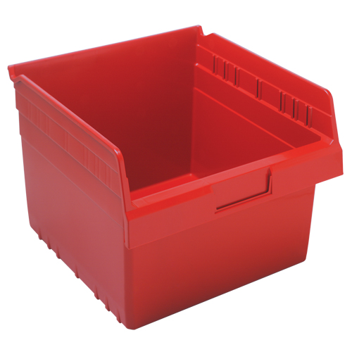 Store-Max Shelf Bins, 11-1/8" W x 8" H x 11-5/8" D, Red, 44 lbs. Capacity Trail Hammer and Bolt