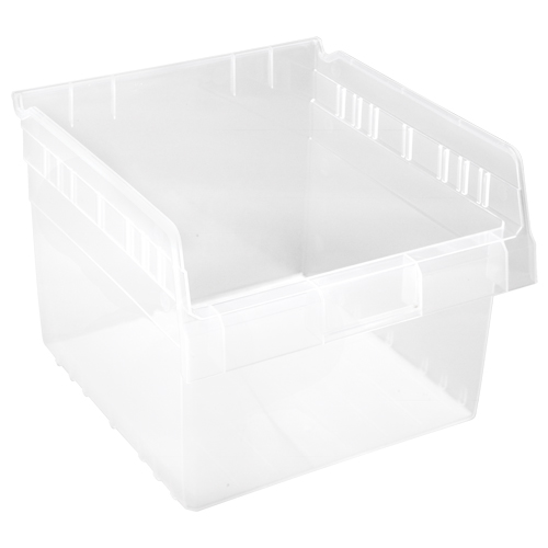 Store-Max Shelf Bins, 11-1/8" W x 8" H x 11-5/8" D, Clear, 44 lbs. Capacity Trail Hammer and Bolt