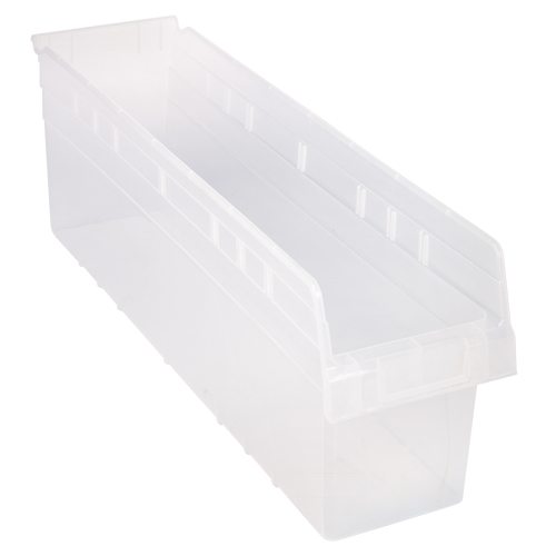 Store-Max Shelf Bins, 6-5/8" W x 8" H x 23-5/8" D, Clear, 68 lbs. Capacity Trail Hammer and Bolt
