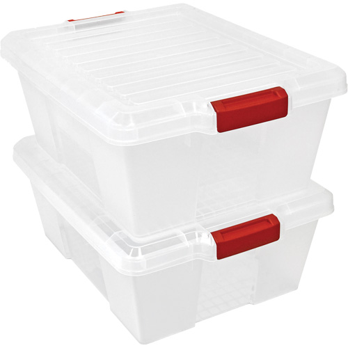 Contenant avec loquets en plastique,  la x 21" p x 7,75" h, Noir Trail Hammer and Bolt