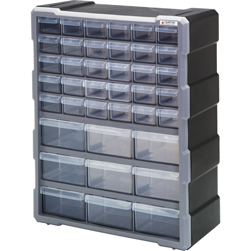 Armoire &agrave; tiroir, Plastique, 39 tiroirs, 15" x 6-1/4" x 18-3/4", Noir Trail Hammer and Bolt