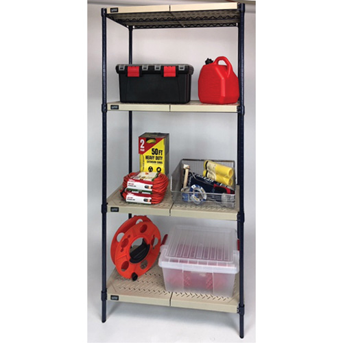 &eacute;tag&egrave;re en fils m&eacute;talliques avec tablettes en plastique, Cadre en fils m&eacute;talliques avec tablettes en plastique, Sans boulons, Capacit&eacute; 600 lb, 30" la x 72" h x 18" p Trail Hammer and Bolt