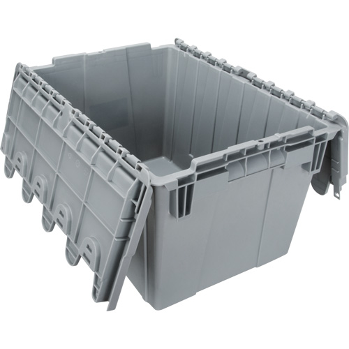 Contenant de distribution en plastique avec dessus basculant, 21,65" x 15,5" x 12,5", Gris Trail Hammer and Bolt