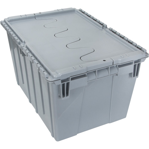 Contenant de distribution en plastique avec dessus basculant, 21,65" x 15,5" x 12,5", Gris Trail Hammer and Bolt