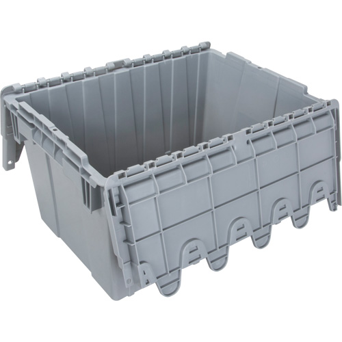 Contenant de distribution en plastique avec dessus basculant, 21,65" x 15,5" x 12,5", Gris Trail Hammer and Bolt
