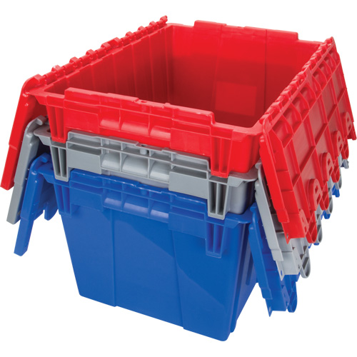Contenant de distribution en plastique avec dessus basculant, 21,65" x 15,5" x 12,5", Gris Trail Hammer and Bolt