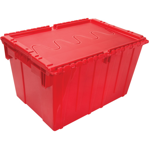 Flip Top Plastic Distribution Container, 21.65" x 15.5" x 12.5", Red Trail Hammer and Bolt
