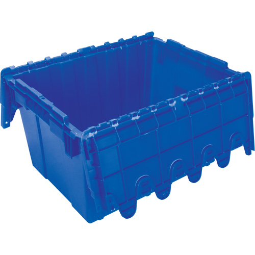 Flip Top Plastic Distribution Container, 21.65" x 15.5" x 12.5", Blue Trail Hammer and Bolt