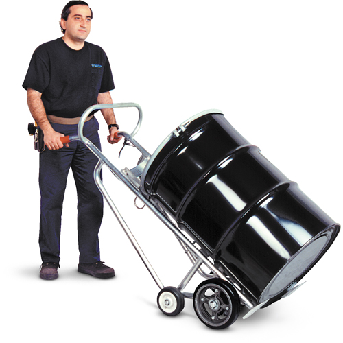Drum Truck with Hand Brake, Aluminum Construction, 25 - 55 US Gal. (20 - 45 Imperial Gal.) Trail Hammer and Bolt