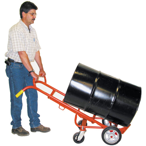 Ergonomic Drum Truck With Swivel Casters, Steel Construction, 55 - 85 US Gal. (45 - 70 Imperial Gal.) Trail Hammer and Bolt