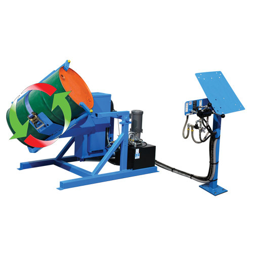 Drum Tumbler Tilt to Load, 55 US gal. (45 Imperial Gal.) Capacity, Variable Speed, 2 HP Trail Hammer and Bolt