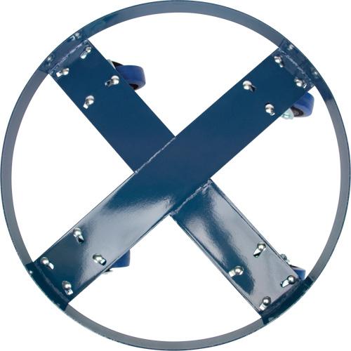 Chariot pour baril, Acier, Capacit&eacute;e 1400 lb, Diam&egrave;tre 24", Roue en &eacute;lastique bleu Trail Hammer and Bolt