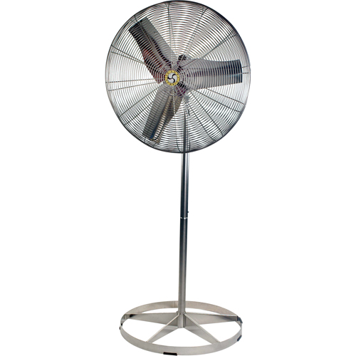 Stainless Steel Food Service Washdown Air Circulating Fans, Industrial, 1 Speed, 24" Diameter Trail Hammer and Bolt