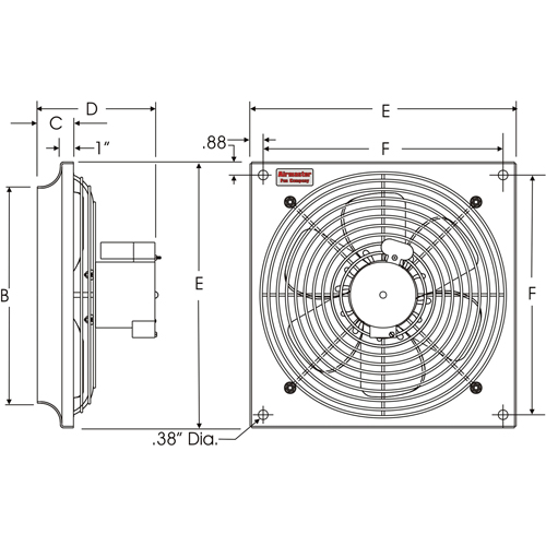 All Purpose Wall Fans, Commercial, 2 Speed, 10" Diameter Trail Hammer and Bolt