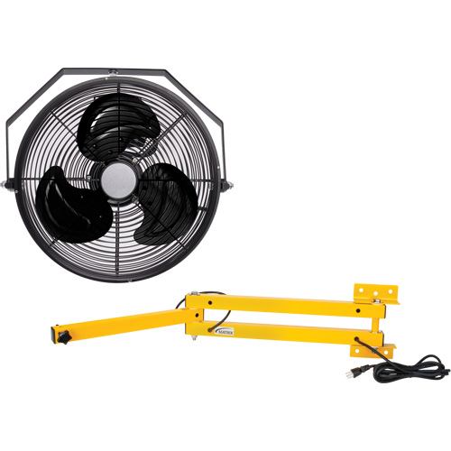 Industrial Workstation Fan Kit with Double Locking Arm, Industrial, 3 Speed, 12" Diameter Trail Hammer and Bolt